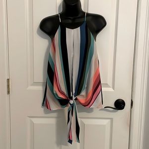 Express blouse stripes in rainbow multicoloured pattern